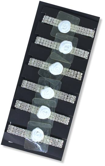 JAM Paper 3 Row Dazzle Princess Flower Rhinestone Bracelets